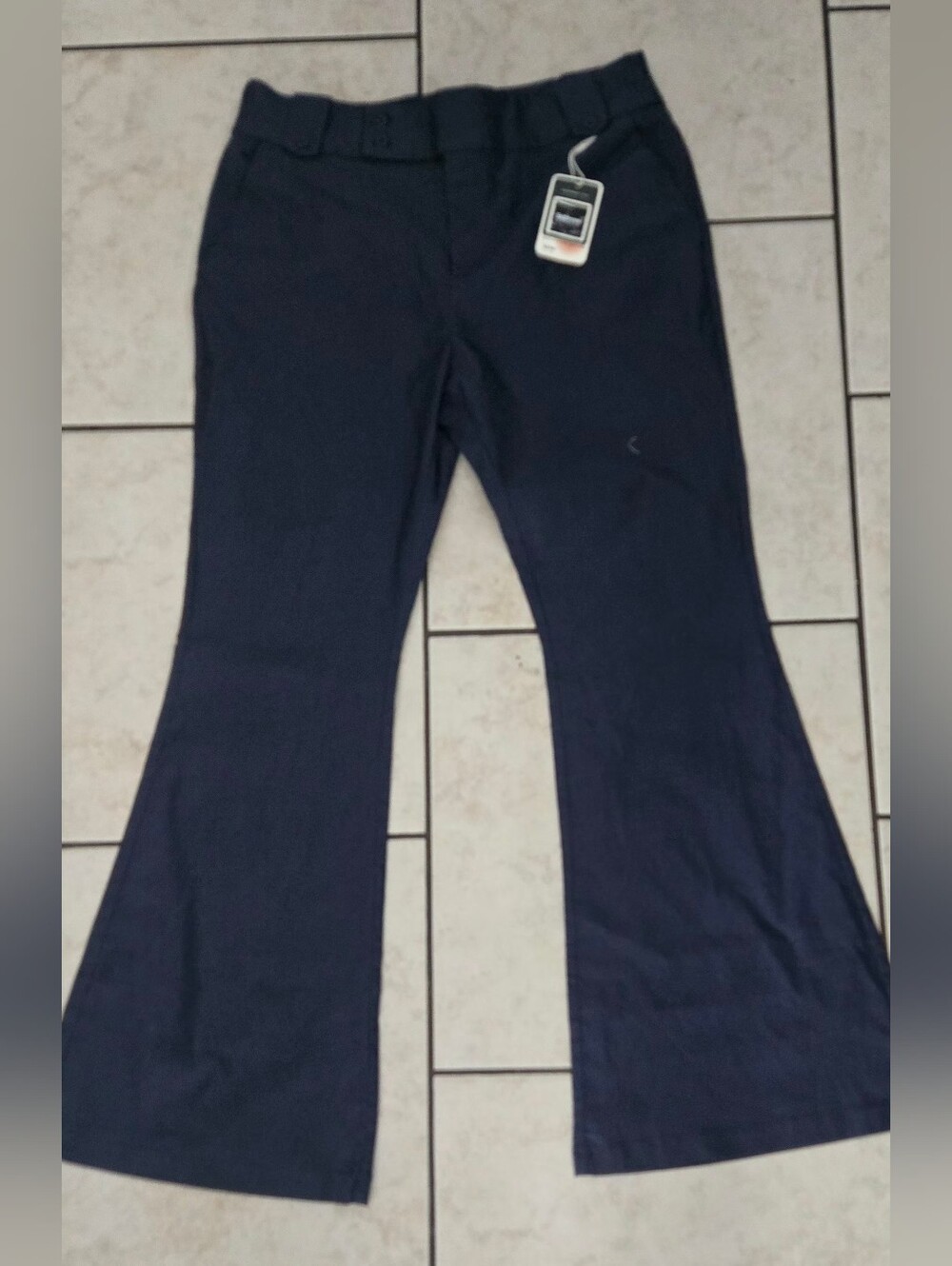 High-Rise Navy Wide-Leg Flare Jeans